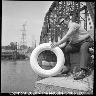 (2) 2 1/4 x 2 1/4" Film Negatives Vintage: Americana: Automobile: white tires at the bridge