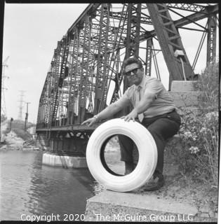 (2) 2 1/4 x 2 1/4" Film Negatives Vintage: Americana: Automobile: white tires at the bridge