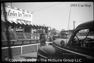 2 1/2 x 3 1/2" Film Negative Vintage: Americana: Automobile: Car Hop 1955