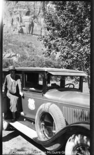 2 1/2 x 4 1/4" Film Negative Vintage: Americana: Western Grand Tour: woman by park car