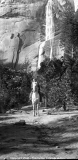 3 1/2 x 5 1/2" Film Negative Vintage: Americana: Western Grand Tour: horse riding by waterfall