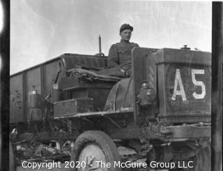 3 1/4 x 5 1/2" Film Negative: Historical: Military: WWI: soldier in Nash truck