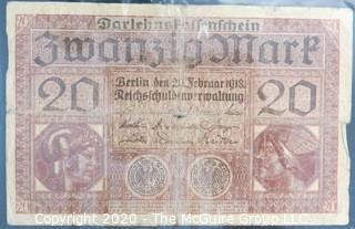 Paper:Historical: Currency: 20 vintage German mark notes