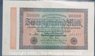 Paper:Historical: Currency: 20 vintage German mark notes