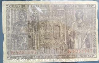 Paper:Historical: Currency: 20 vintage German mark notes