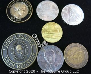 Set of 7 Commemorative Medallions & Coins Including One Key Chain.