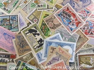 Large Collection of German Paper Pfennig Notgeld Printed Banknotes; WWI or WWII