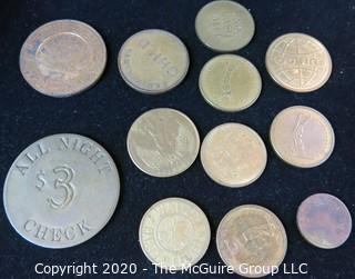 Group of 12 Miscellaneous Tokens; Includes Brothel Token and Game Tokens.