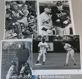 Group of 4 Large Format Black and White Photos, Baseball Themed. 