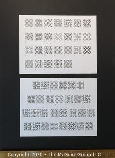 2 Black & White Graphic Design Studies, Secret Code, By Dung Nguyen.  Mounted on Black Photo Board. Measures approximately 20" x 15" with board.