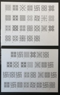 2 Black & White Graphic Design Studies, Secret Code, By Dung Nguyen.  Mounted on Black Photo Board. Measures approximately 20" x 15" with board.