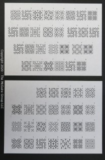 2 Black & White Graphic Design Studies, Secret Code, By Dung Nguyen. Mounted on Black Photo Board. Measures approximately 20" x 15" with board.