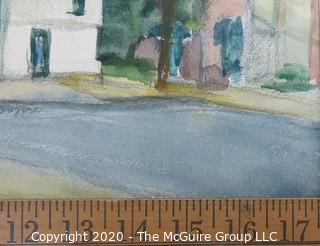 Watercolor of Street in Warrenton by Ralph H. Stimson, 1938. Measures approximately 17 1/2" x 11 1/2".