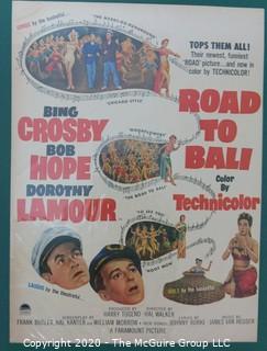 Movie Poster, Road to Bali Staring Bob Hope. Matted Print from Magazine.