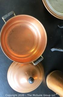 4 Heavy Copper Serving and Cooking Pieces. 