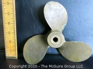 Box of Fishing Weights, Fish Scale and 3 Blade Brass Propeller. 