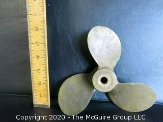 Box of Fishing Weights, Fish Scale and 3 Blade Brass Propeller. 