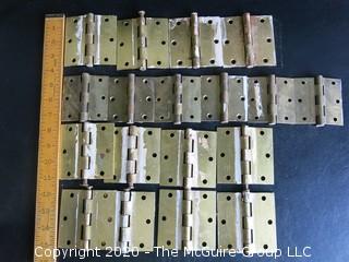 Lot of 18 Vintage Brass Door Hinges.