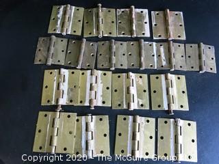 Lot of 18 Vintage Brass Door Hinges.