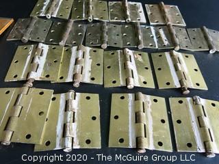 Lot of 18 Vintage Brass Door Hinges.