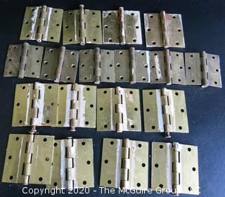 Lot of 18 Vintage Brass Door Hinges.