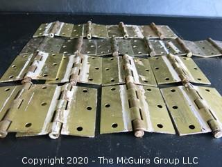 Lot of 18 Vintage Brass Door Hinges.