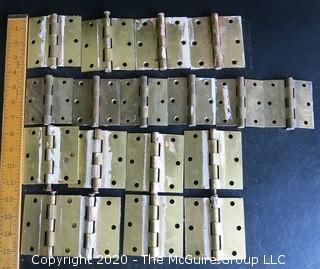 Lot of 18 Vintage Brass Door Hinges.