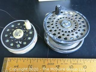 Fly Fishing Reel.  Hardy Brothers Ltd (with rust) and Pflueger Medalist spool. 