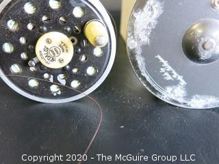 Fly Fishing Reel.  Hardy Brothers Ltd (with rust) and Pflueger Medalist spool. 