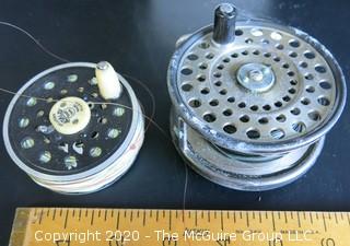 Fly Fishing Reel.  Hardy Brothers Ltd (with rust) and Pflueger Medalist spool. 