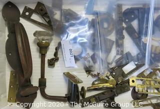 Lot of Vintage Brass Door and Lock Hardware and 2 Padlocks. 