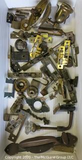 Lot of Vintage Brass Door and Lock Hardware and 2 Padlocks. 