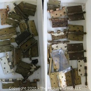 Large Group of Brass Door Hinges. 