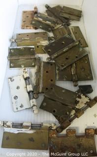 Large Group of Brass Door Hinges. 