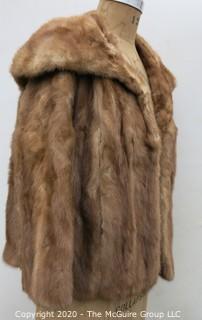 Light Brown Short Fur Coat with Shawl Collar.  Monogrammed. 