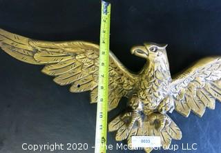 Large Gilt Tone Metal Eagle Wall Mount Adornment.  Measures approximately 35".