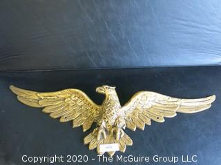 Large Gilt Tone Metal Eagle Wall Mount Adornment.  Measures approximately 35".