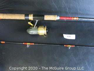 Vintage Holiday 40 Fishing Spinning Reel and 75" Fly Fishing Rod. 
