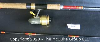 Vintage Holiday 40 Fishing Spinning Reel and 75" Fly Fishing Rod. 
