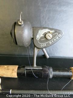 Vintage Orvis 100 Spinning Fishing Reel, Made in Italy, and Daiwa 85" Fly Fishing Rod. 