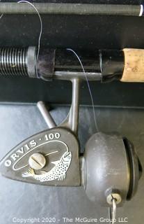 Vintage Orvis 100 Spinning Fishing Reel, Made in Italy, and Daiwa 85" Fly Fishing Rod. 