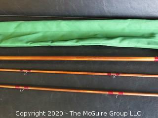 Vintage Orvis Imperial "99" Bamboo or Cane Fishing Rod, Hexagon Shape Measures 144" long. With Cloth Covering Bag.