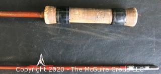 Vintage Bamboo or Cane Fly Fishing Rod with Cork Handle