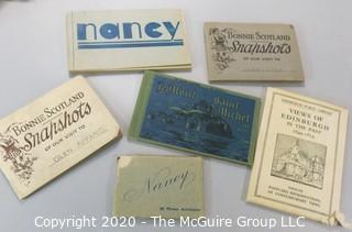 Group of Vintage European Souvenir Photo Books and Snapshots Including Edinburgh, Scotland, Nancy France, and Mont Saint Michel