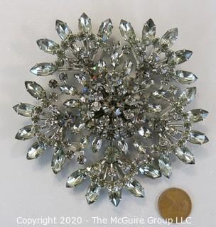 Large Rhinestone Brooch.  Measures approximately 4" in diameter. 