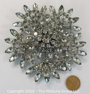 Large Rhinestone Brooch.  Measures approximately 4" in diameter. 