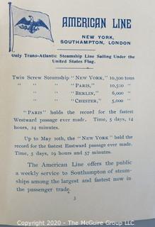 Group of Vintage Travel Brochures Including 1893 Sailing Schedule for The American Line 