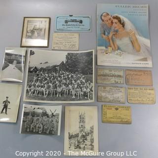 Collection of Vintage Ephemera Including Photographs, Train Ticket and Membership Cards. 