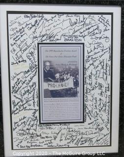 20 x 25" framed poster under glass of Award given to U.S. Supreme Court Justice Harry A. Blackman by Voters for Choice Education Fund; signed by attendees including celebrities