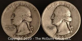 1945, 1941 Washington Quarters